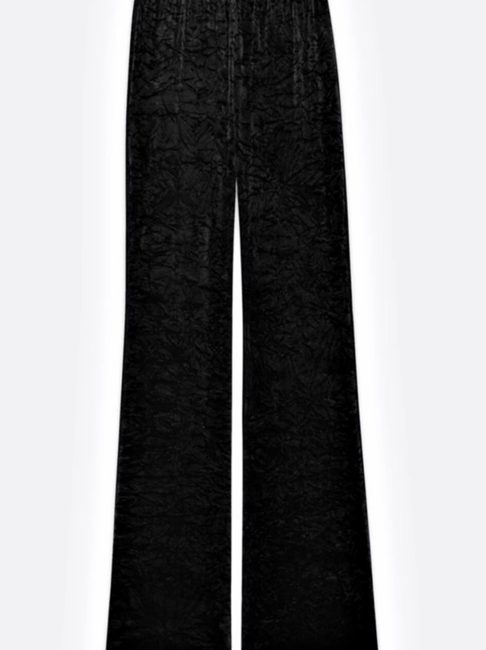 Saint Laurent Crushed Velvet Wide-Leg Pants/Trousers Black NWT